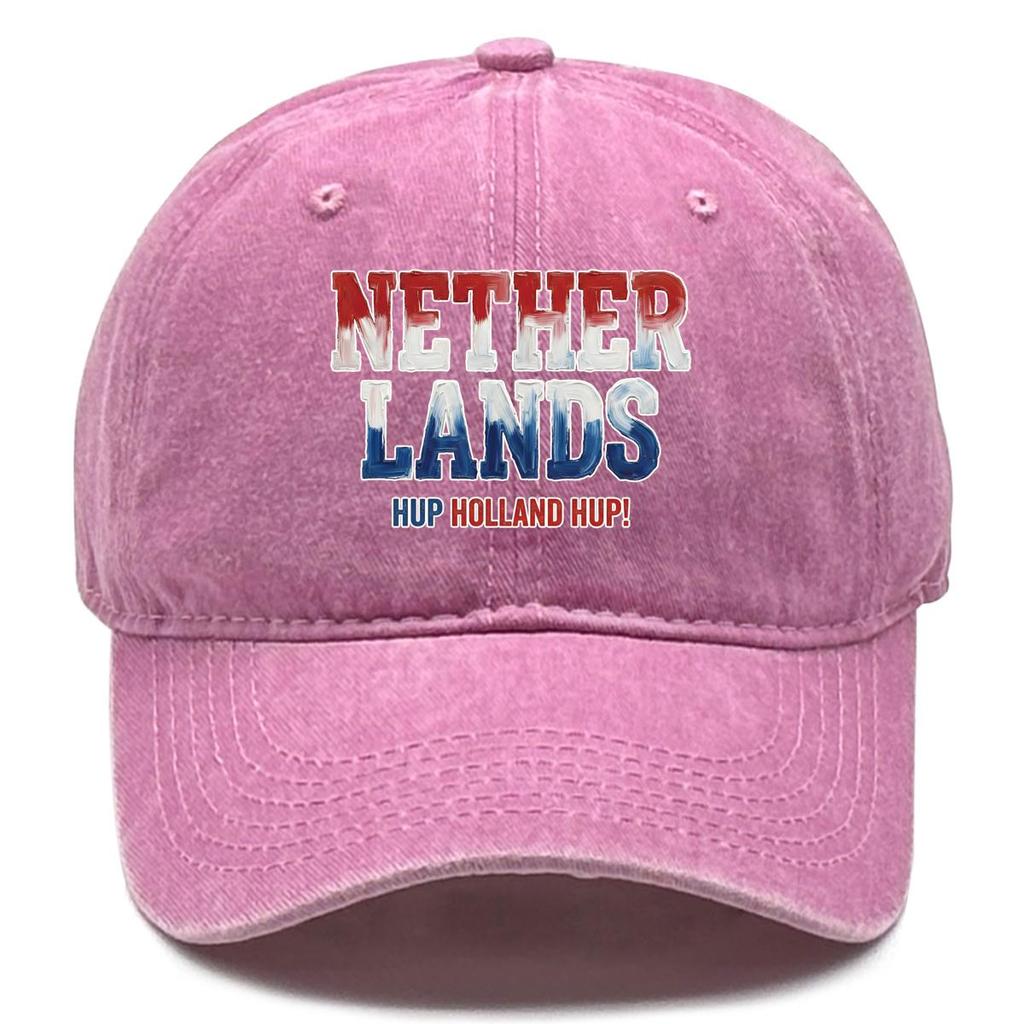 "NETHERLANDS" "HUP HOLLAND HUP" Flag Printed Baseball Hat , Adjustable Sun Hat Sporting Slouchy Lightweight Simple Dad Hat