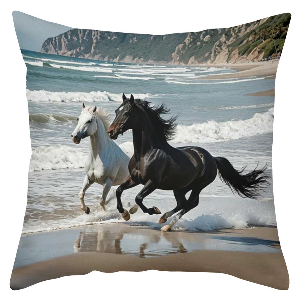 Horse Patterned Cushion Covers Dynamic Horse Images Polyester pillowcase, sofa decorative cushion cov Headboard Pillow