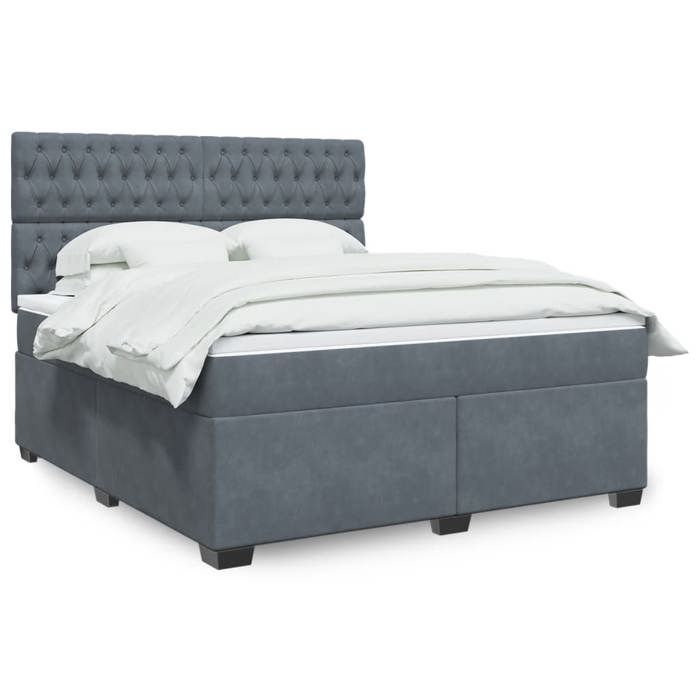Maison Exclusive - Sommier à lattes de lit et matelas Gris foncé 180x200cm Velours