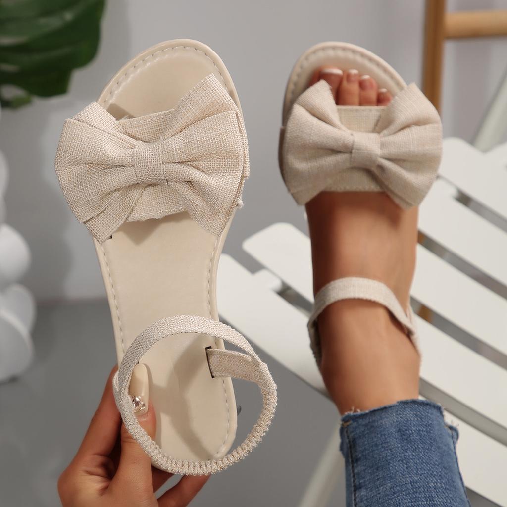 Fashion Women Cute Bowknot Sandals Beach Vacation Fashion Shoes Women Casual Versatile Flat Roman Sandals Trend Designer Flat Sandals