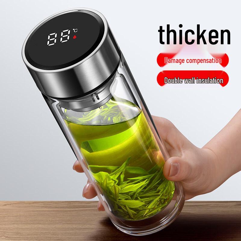 ZISIZ Double-Layer Glass Water Cup