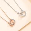 S925 Sterling Silver Necklace Square Circle Double Ring Pendant Jewelry Elegant Fashion Jewelry Gifts