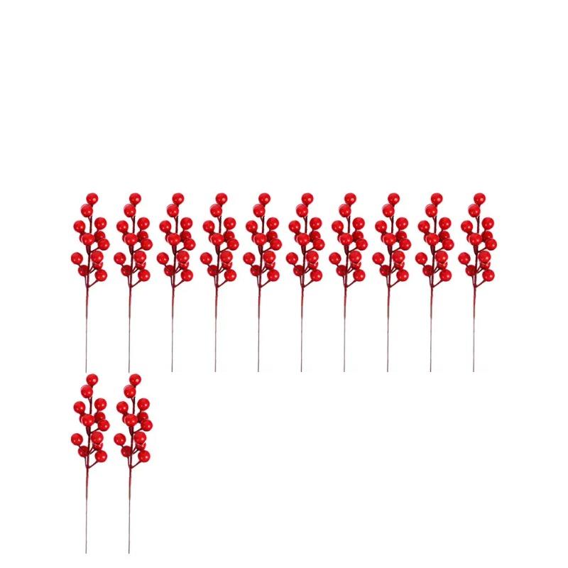 1PCS Christmas Red Berries Ornament Artificial Foam Berry Flower Branches DIY Wreath Xmas Tree Wedding Party Home Decoration
