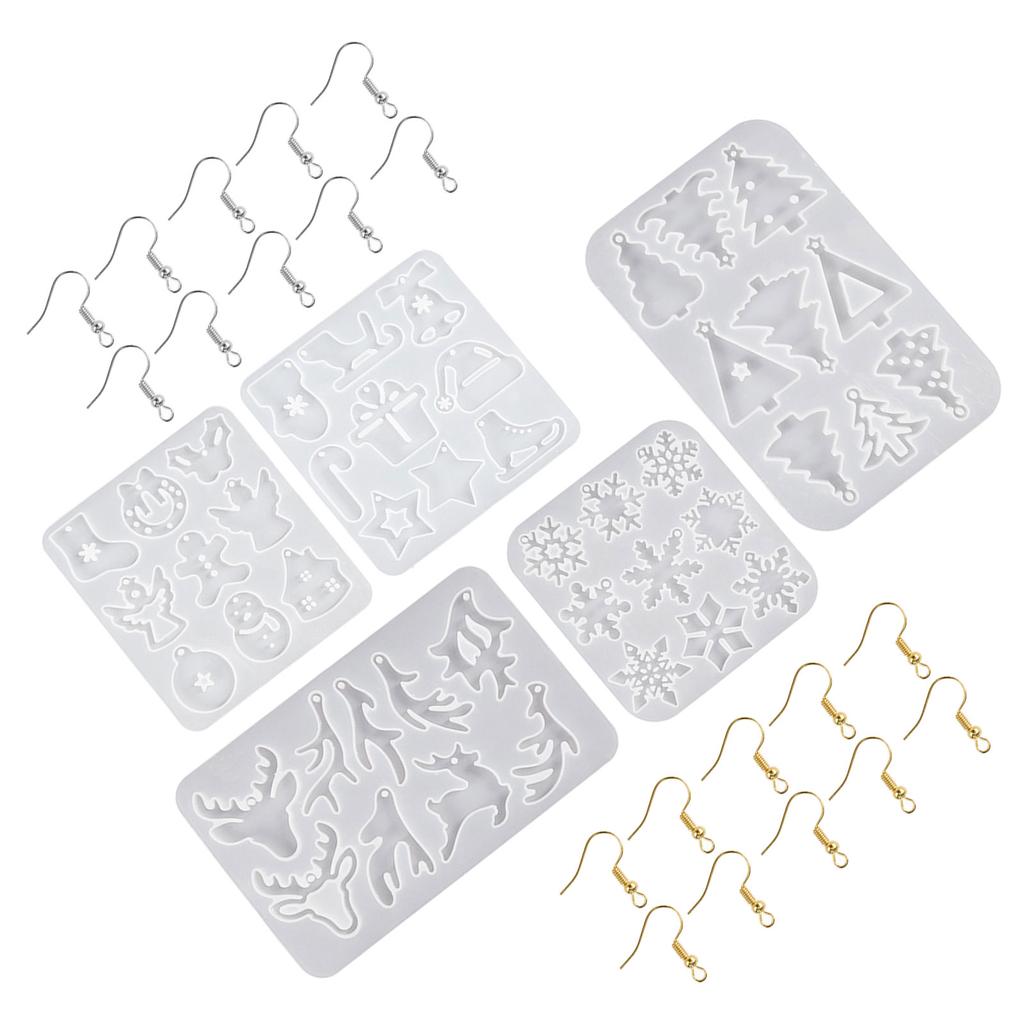 Christmas Series Earrings Silicone Molds Crystal Epoxy Resin Christmas Ornament Molds for Festive Jewelry Crafting
