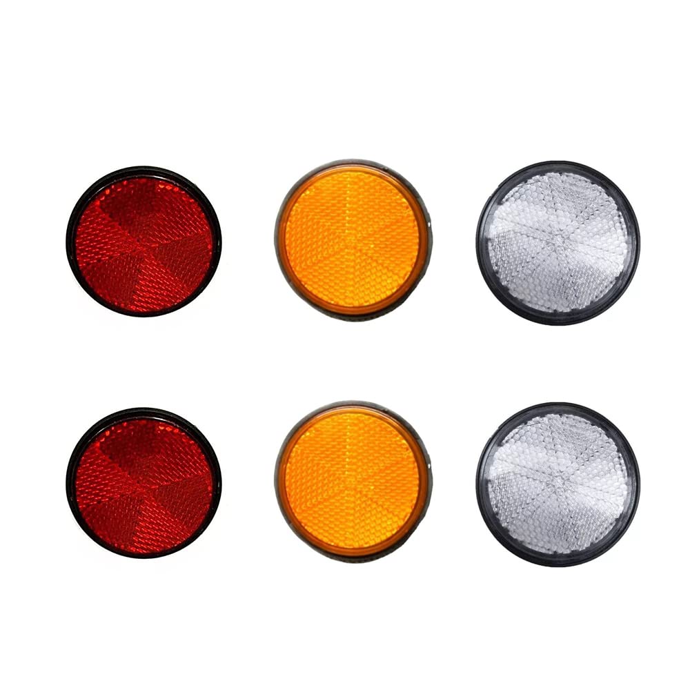 6pcs Motorcycle Reflector Nuts Plastic White Good Reflective Screw Mount Reflective Warning Reflector for Motorcycle Bike (2.2 inch) 5.6cm