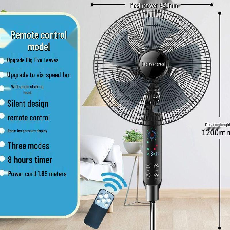 Ventilatore Elettrico Silenzioso a Risparmio Energetico: Ventilatore da Pavimento/Scrivania Oscillante Radiocomandato con Timer Meccanico, Design Verticale e Grande Flusso d'Aria