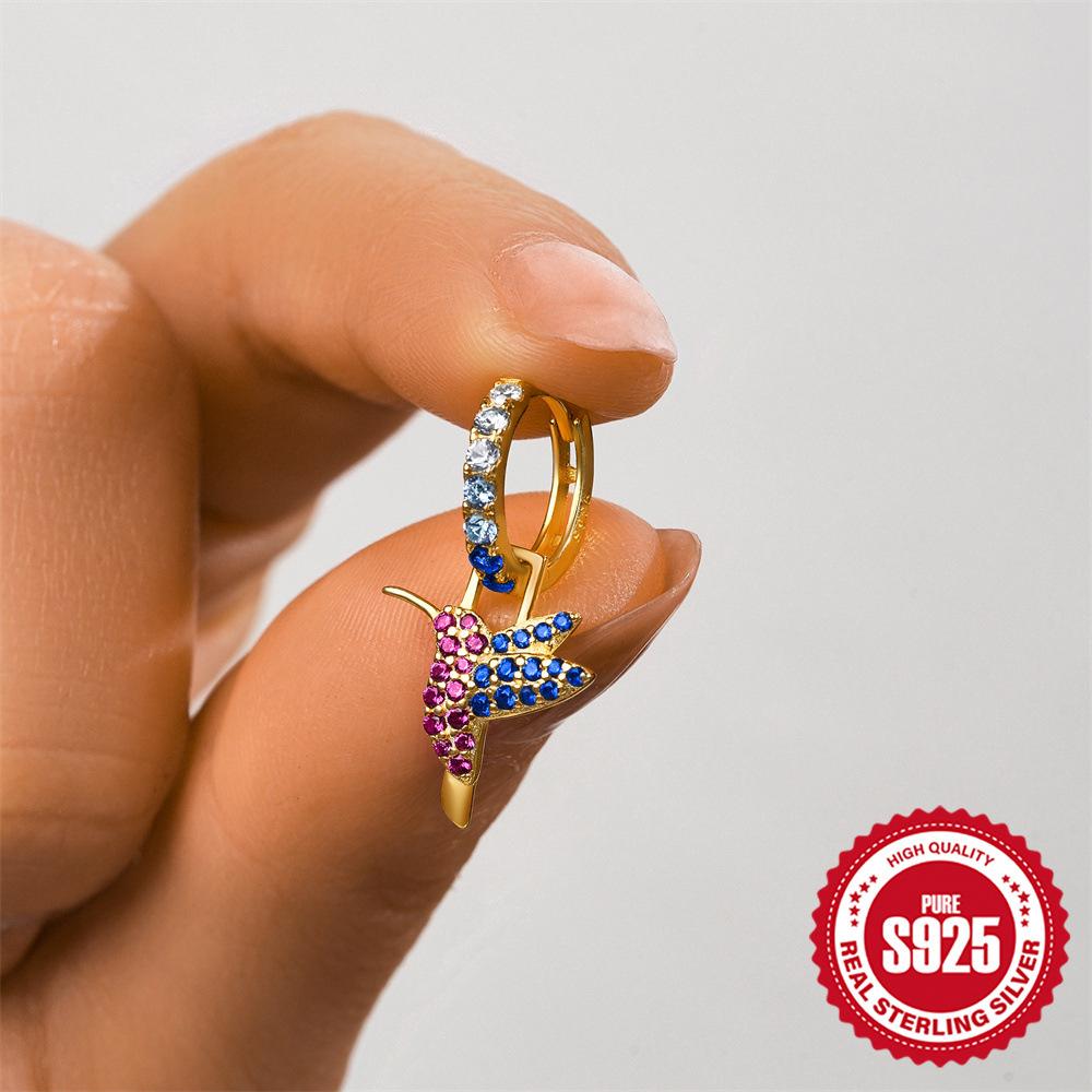 Renk Hazine Küpeler S925 Gümüş, Çıkarılabilir Elmas İşlemeli Yılan Kuş Hayvan Yaratıcı Kolye Çok Yönlü Küpeler Küpeler