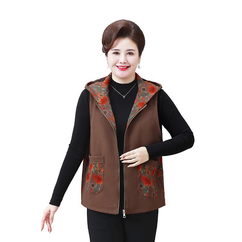 Plus Size Sleeveless Vest for Middle-aged and Elderly Women - Spring/Autumn Outerwear