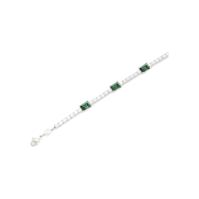 Swarovski Matrix Gemstone Decorated Rhodium Plated Bracelet Women's Silver 5666422GRERHS