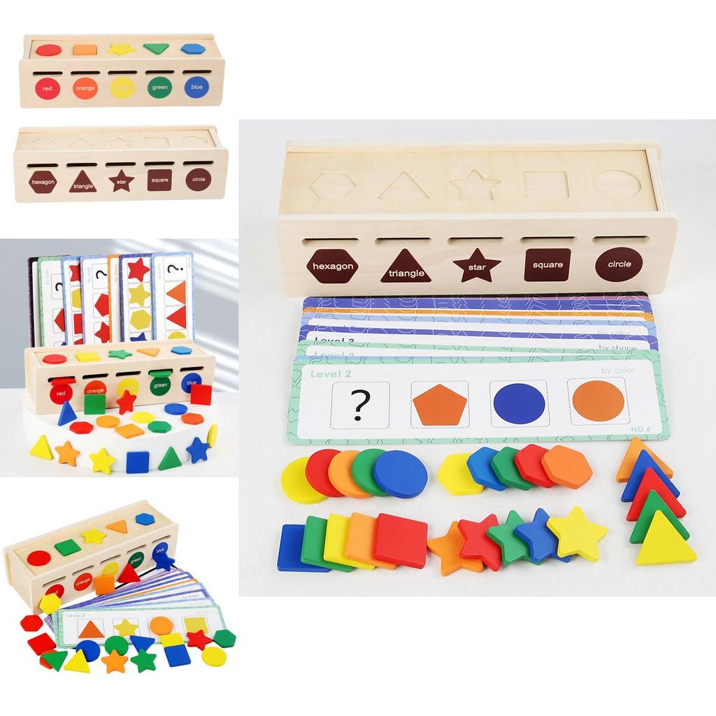 Holz-Formen-Farb-Sortier-Spielzeugkiste für Kinder, pädagogisch, Lern- und Hand-Auge-Koordination