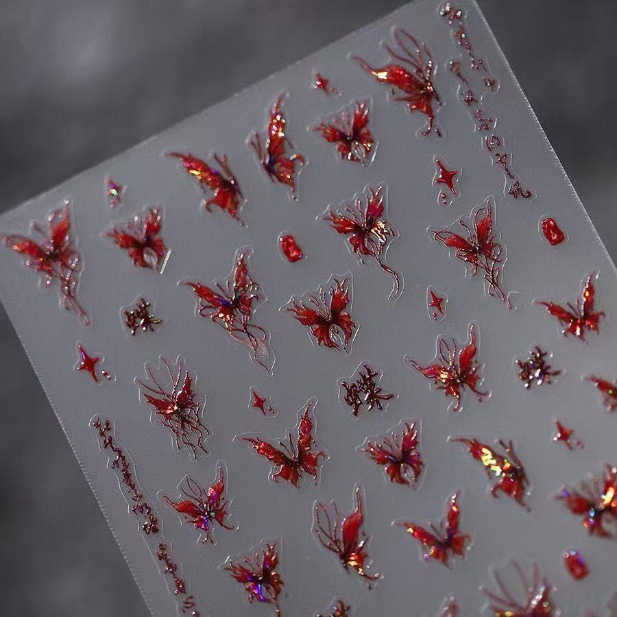 

Shell Light The Other Side Bloodthirsty Butterfly Manicure Sticker Aurora Hot Girls Wind Flame Red Butterfly Butterfly Manicure Sticker T227-Beyond, Bloodthirsty Butterfly