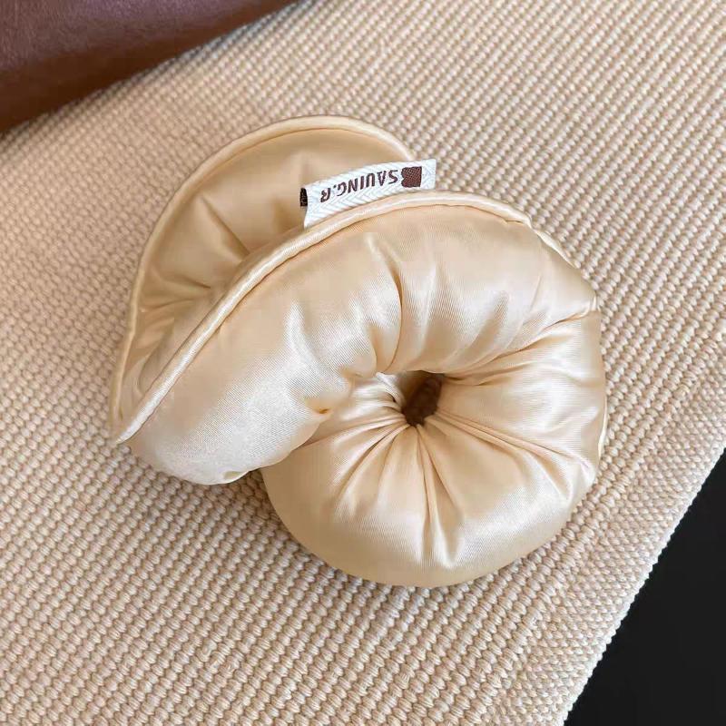 

Sponge Sleep Elastic Ponytail Holder Hair Scrunchies For Women Hair Accessories Girls Soft Solid Satin Filled Cotton Big Bands бежевий