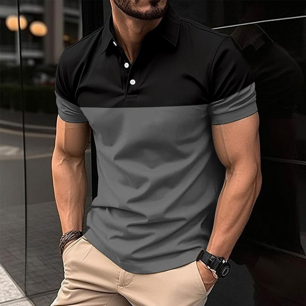 Summer Men's Short sleeve Polo Shirts Business Casual Patchwork Polos Men Breathable Tops