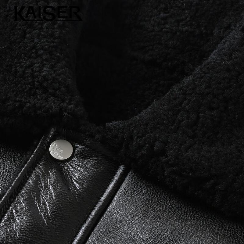 KAISER Men's Genuine Leather & Fur Mid-Length Jacket