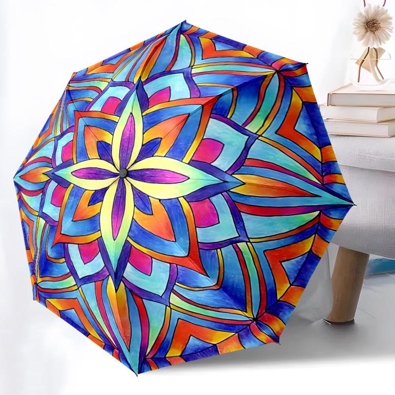 

1pc Mandala, Kaleidoscope Automatic Umbrella | Portable Foldable 8-Rib Manual Open, Cute Birthday & Holiday Gift for Outdoor yy260107088