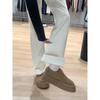 Fleece thickened white jeans women's autumn and winter new pear-shaped loose and thin straight trousers