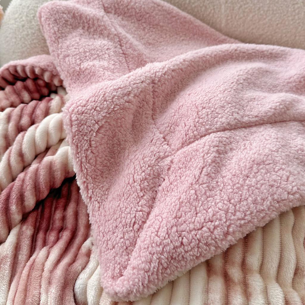 Ink-wash Painting Striped Blanket, Double-Sided Sofa Throw, Flannel Blanket for Air-Conditioned Afternoon Naps