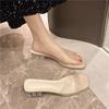 Slope heel cool slippers women's summer 2025 new fashion transparent wedge heel crystal shoes fashion thick heel outer slippers