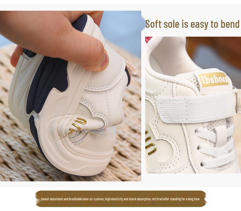 2026 Kids' Fashionable Low-Top White Shoes - Soft Sole, Casual Spring/Autumn Sneakers for Boys & Girls