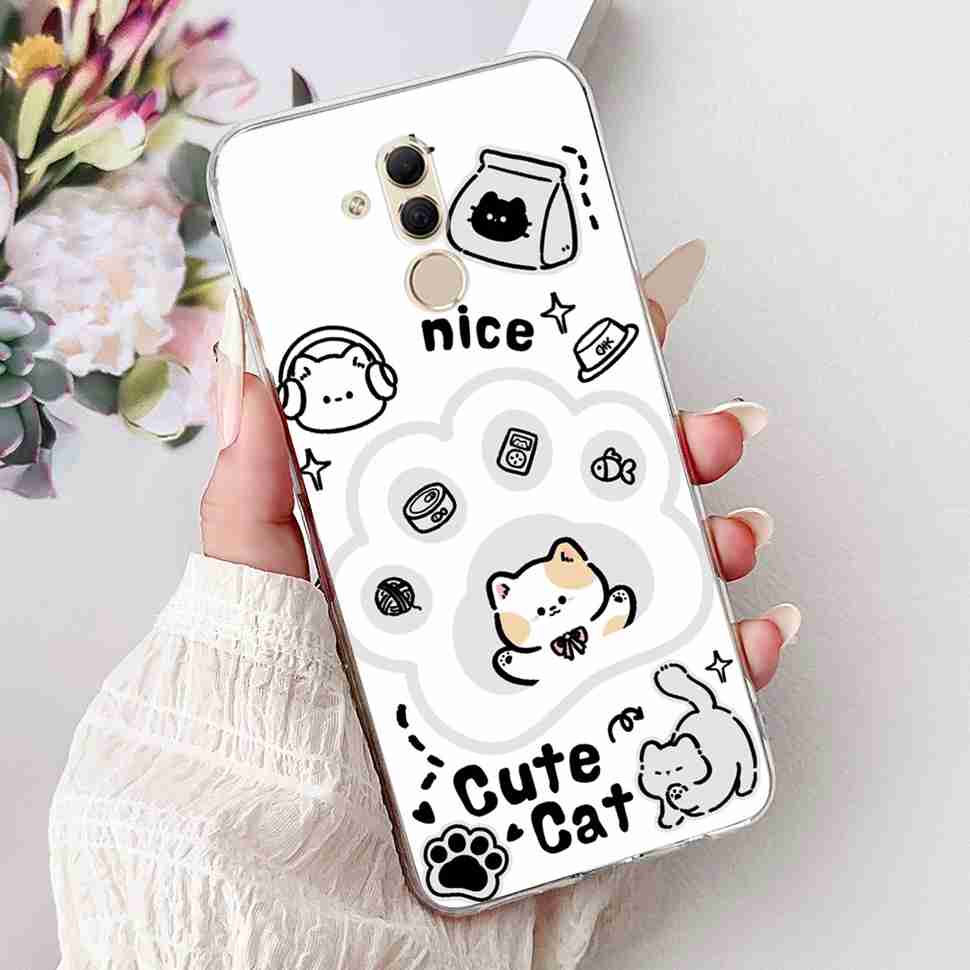 For Huawei Mate 20 Lite 6.3" Case SNE-AL00 Cute Cat Soft Silicone Cover For Huawei Mate 20Lite SNE-LX1 Colorful Butterfly Shell