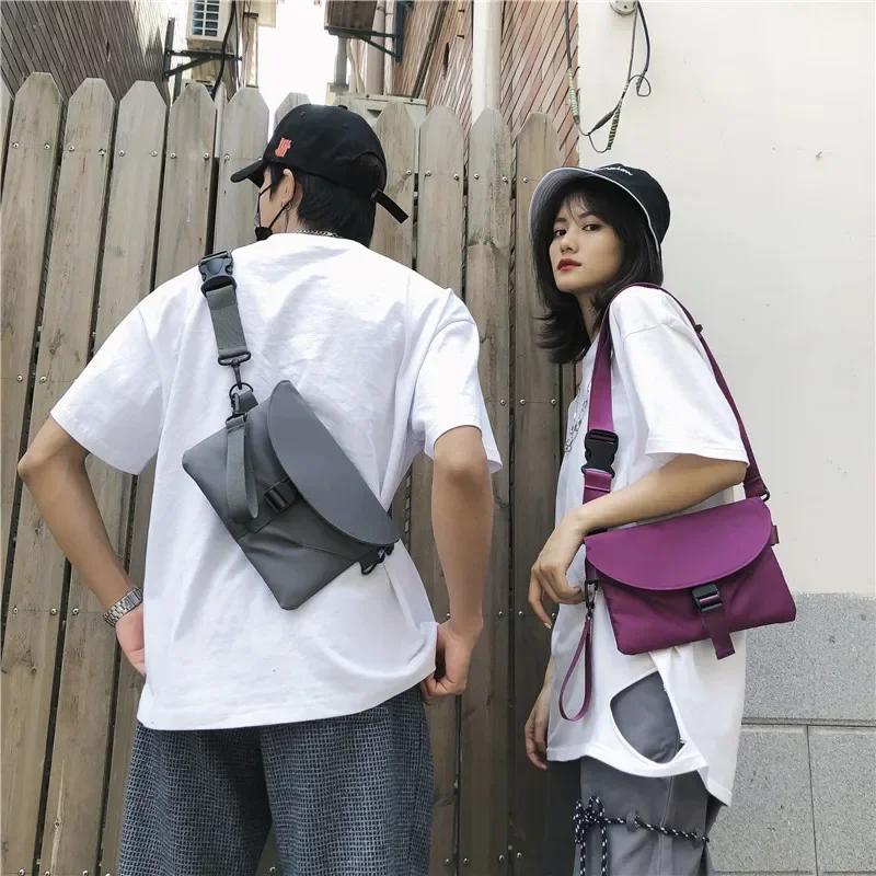 Water-Repellent Men Fashion Shoulder Bag Nylon Solid Color Messenger Bags Phone Pouch Unisex Men Handbag Casual Women Crossbody Bag