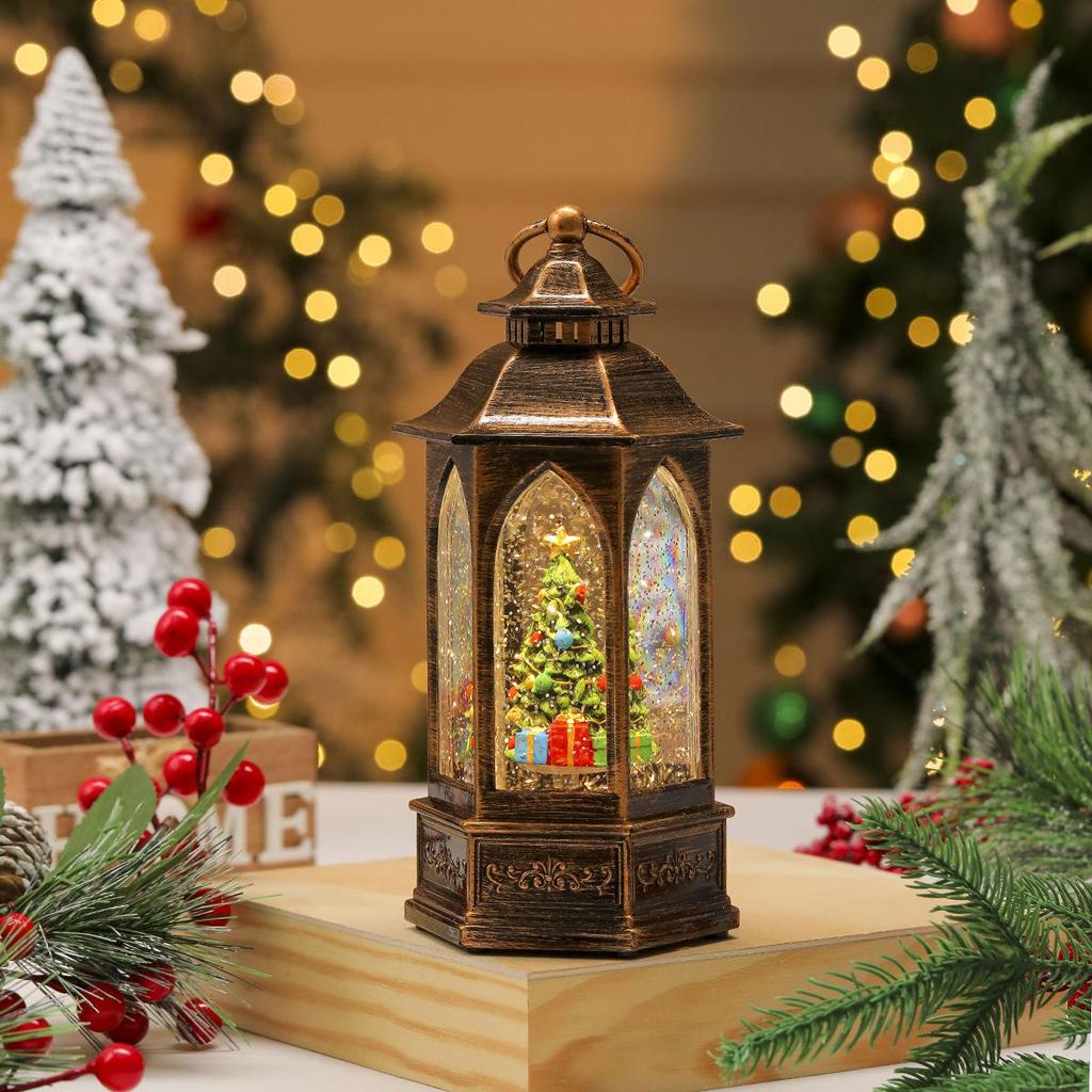 Luminous Hexagonal Rotating Snow Globe Lantern Music Box - Christmas Gift for Children
