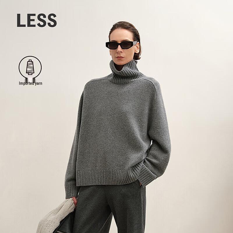 LESS Women's High-Neck Cashmere Blend Pullover Sweater