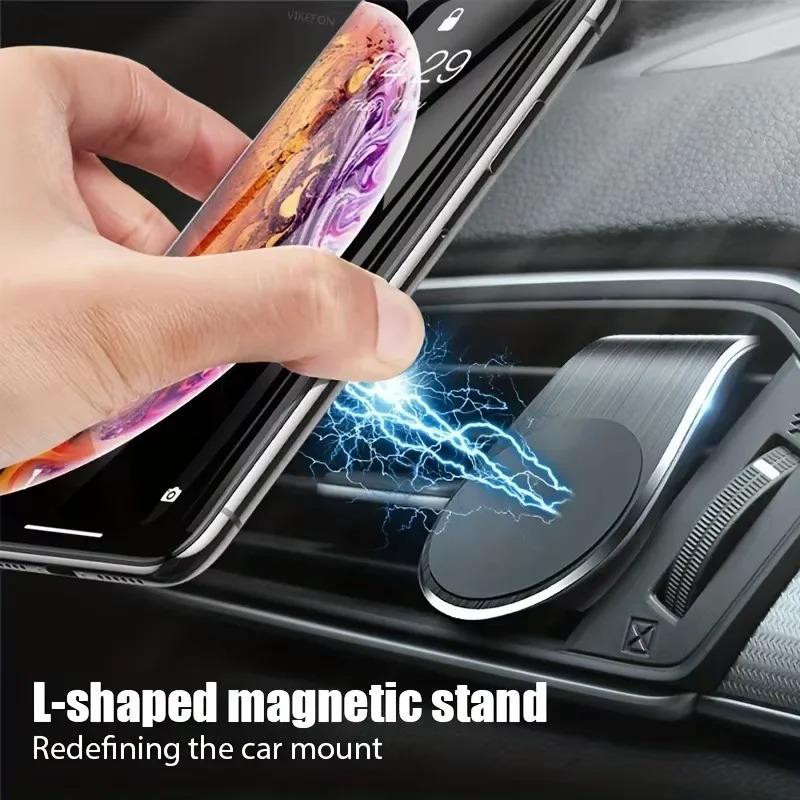 Magnetic Car Phone Bracket Breathable Clip Bracket Rotating Mobile Phone GPS Bracket Car Air Outlet L Bracket Car Phone Holder