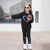 Girls Fashion Suit Summer Children Leisure Love Butterfly Printed Long Sleeve Hoodie Leggings Outdoor Sports Suit