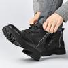 Martin Boots Men's Side Zipper Autumn and Winter Fashion Trendy Men's Cowhide Medium-top Short Boots Thick-soled Tooling Boots High-top Leather Shoes