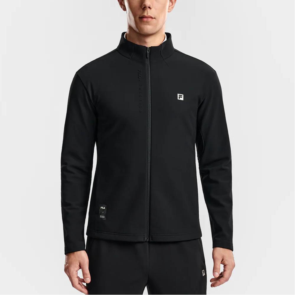 Fila Fitness Basic Minimalist Sports Casual Versatile Comfortable Knitted Jacket Men Jackets Deep-Black A11M611502FBK