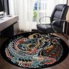 1pc Dragon Phoenix Office Round Area Rug, Indoor Mat Suitable For Office, Under Office Chairs Bedroom Living Room Home Decor, Room Deco