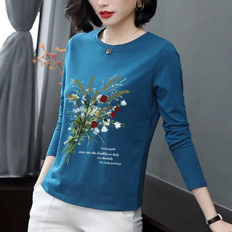 Women's Crew Neck Long Sleeve T-Shirt Casual Tree Print Loose Fit Basic Top for Daily Wear