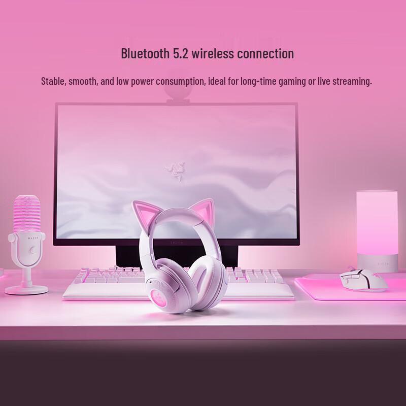 Fone de Ouvido Gamer Sem Fio Bluetooth Razer Kraken Kitty V2