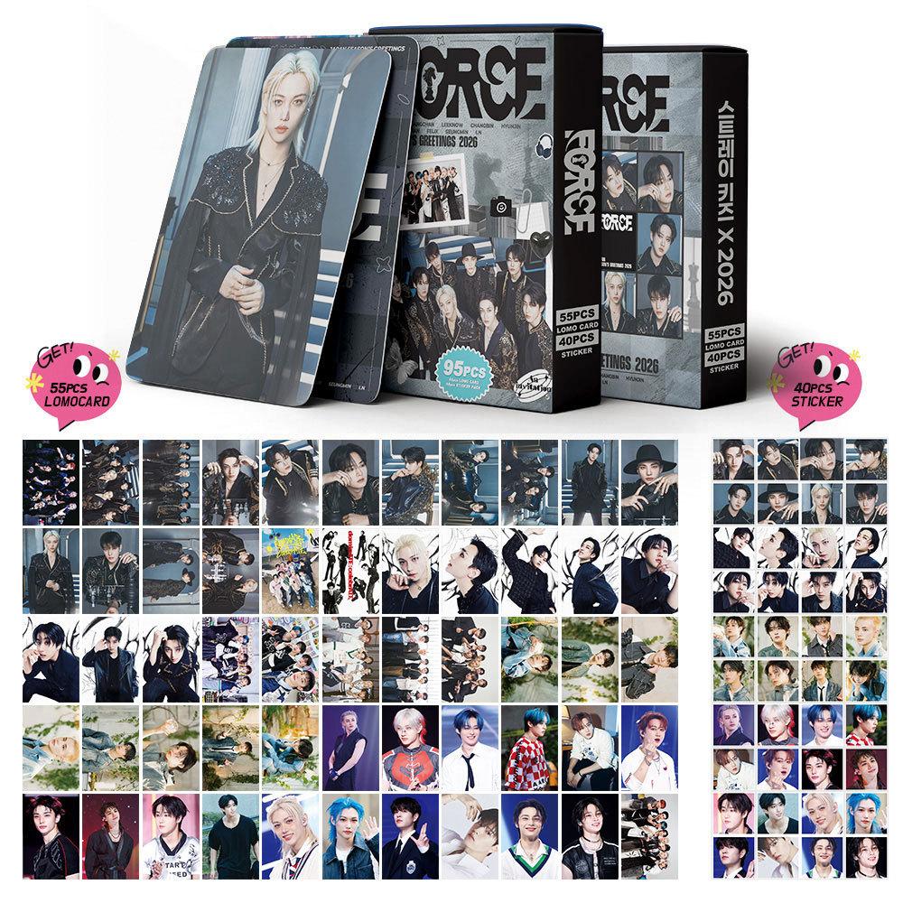 In Stock  New Skzoo 95Pcs Stray Kids Hop Album Peripheral Lomo Cards Sk Collection Cards + Diy Big Head Stickers For Fa