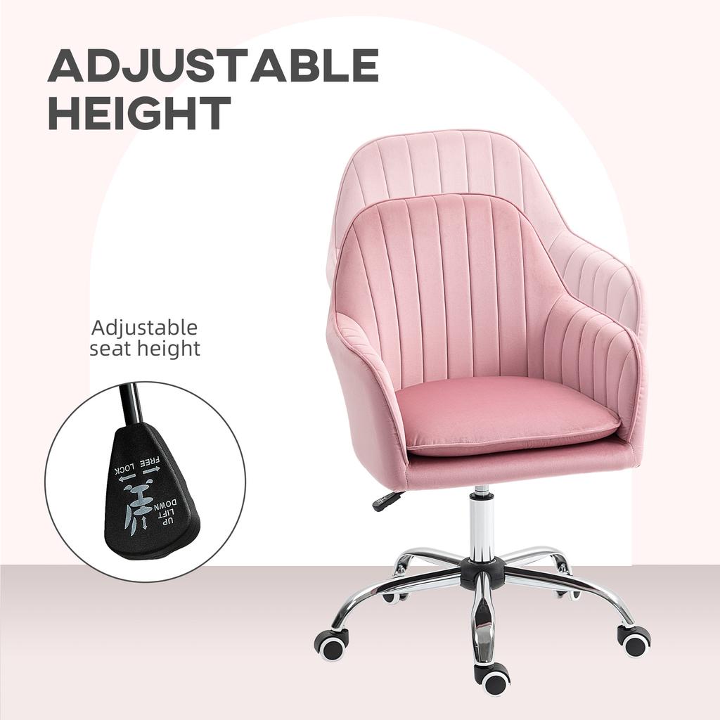 Velvet Feel Tub Office Chair With Seat Cushion Dark Pink