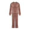 Rosafarbenes Wellsoft-Sweatshirt-Hose-Strickpyjama-Set mit Kapuze und Ohren, Thmaw24pt00030