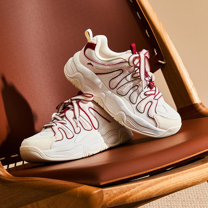Anta Milkshake 2 Autumn Sports Height Increasing Wear Resistant Low Top Casual Shoes Women Casual Shoes White Pink 122548881-4