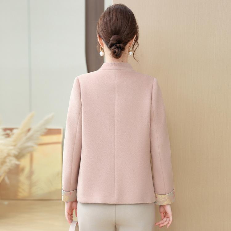 New Chinese Style Mother Autumn and Winter Jacket New Fashionable Tweed Middle-aged and Elderly Women's Spring Clothes Fashionable Thickened Tweed