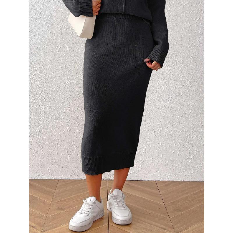 Solid Color Casual Skirt Woven Mid-length Sweater Skirt Casual Hip SkirtWomen's