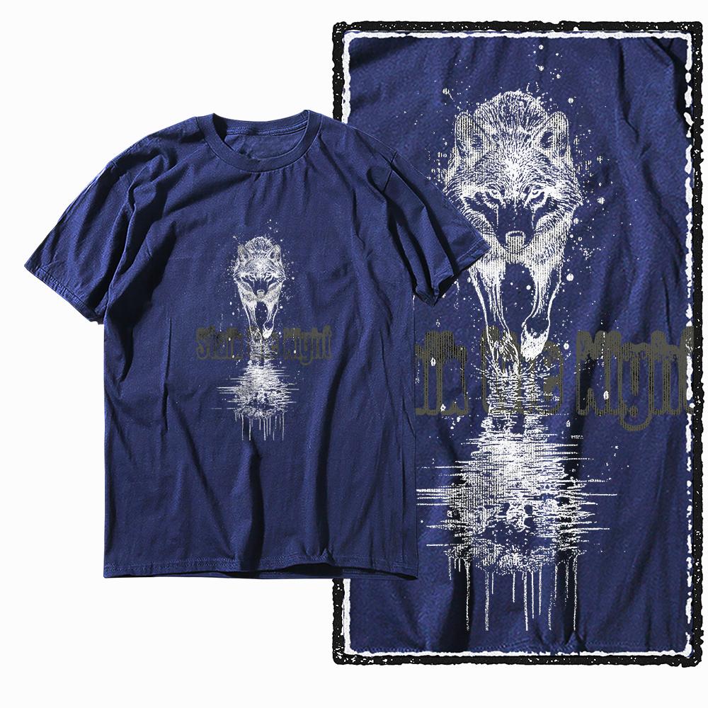 Coolmind MAE 100% Cotton Wolf Printed Exclusive Graphic Men T Shirt Big Size Streetwear Men Tshirt for Men T-shirt Tee Shirts