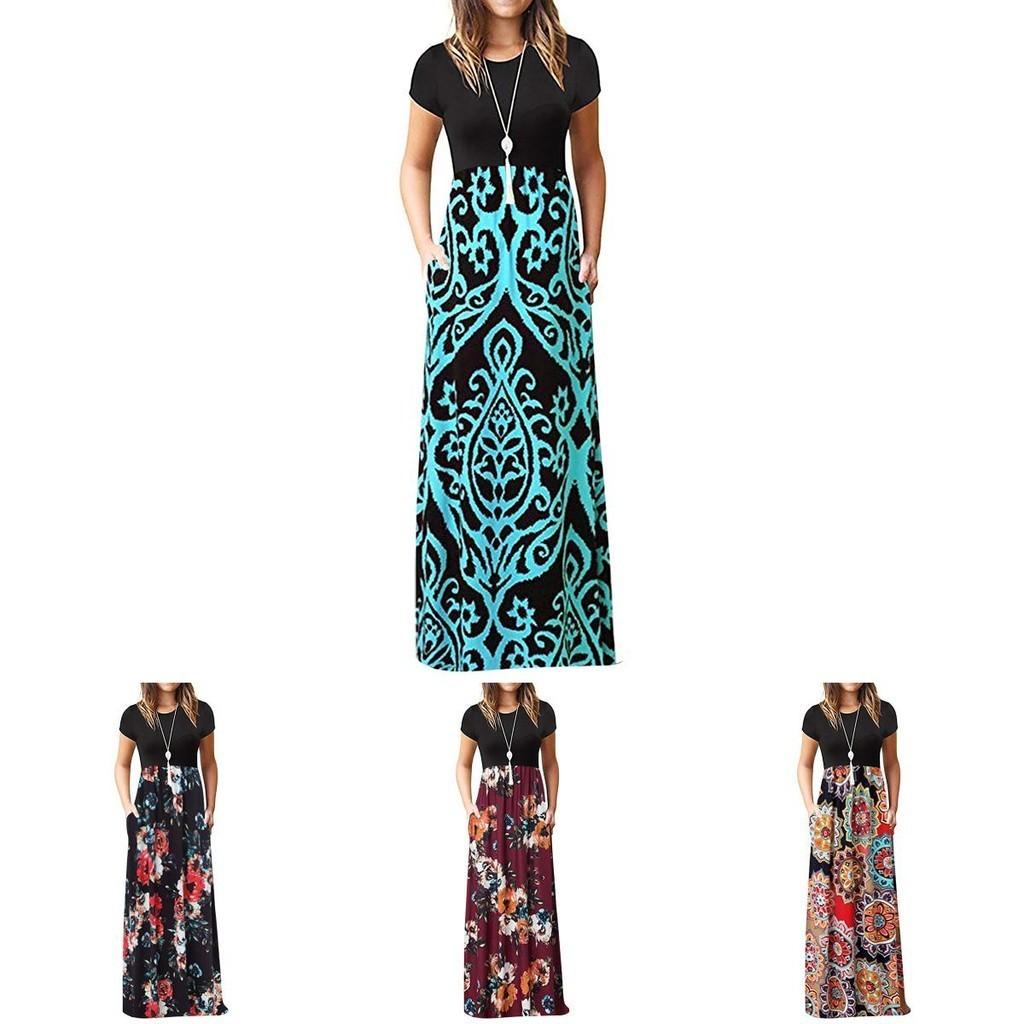 Stunning Abito Lungo Maxi Floreale Boho da Donna per Feste Cocktail ed Eventi Estivi