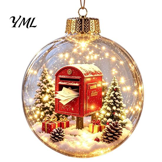 Winter Theme Party Favors Lighted Christmas Ornaments, 3D Miniature Scene Hanging Balls with Warm LED Light, Cute Festive Home Desktop Decorations
