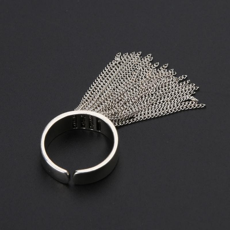 Silver Color Simple Geometric Multilayer Tassel Handmade Opens Ring for Women Men Fashion Personalized Party Jewelry