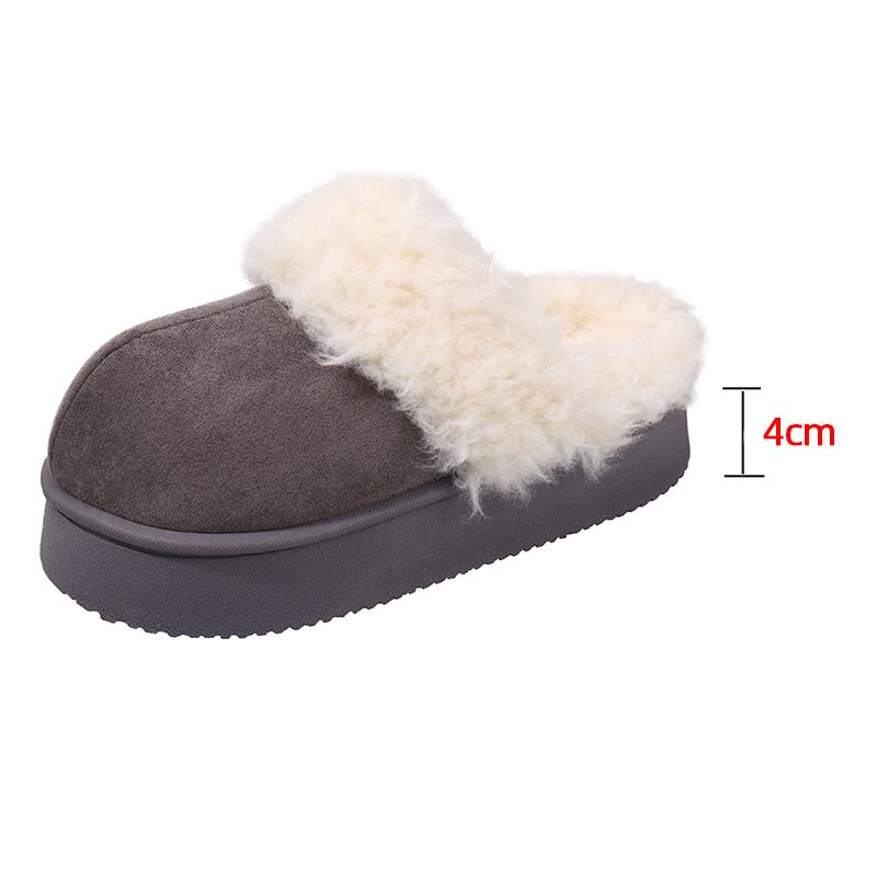 Fashion Fashion Platform Fluffy Slippers Women Indoor Thick Sole Non Slip Plush House Shoes Woman Autumn Winter Warm Faux Fur Slippers