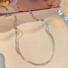 Silver Snake Bone Clavicle Necklace: Multi-layer Small & Shiny, Simple Niche Design, Cool Summer Style