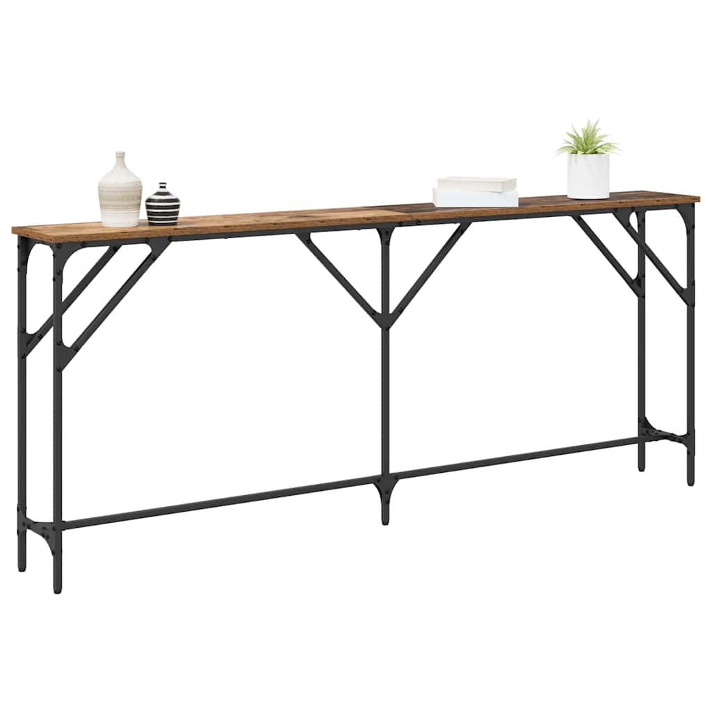 Console Table Reclaimed Wood Look 180 x 23 x 75 cm Plywood and Metal