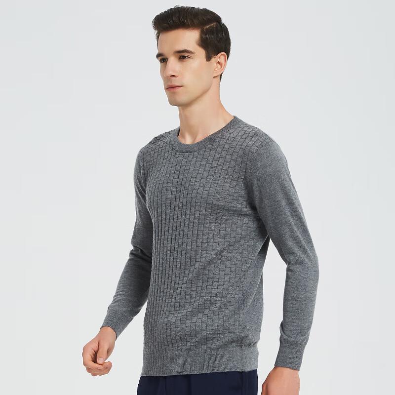 Hengyuanxiang Men's Pure Cashmere Round Neck Thin Sweater