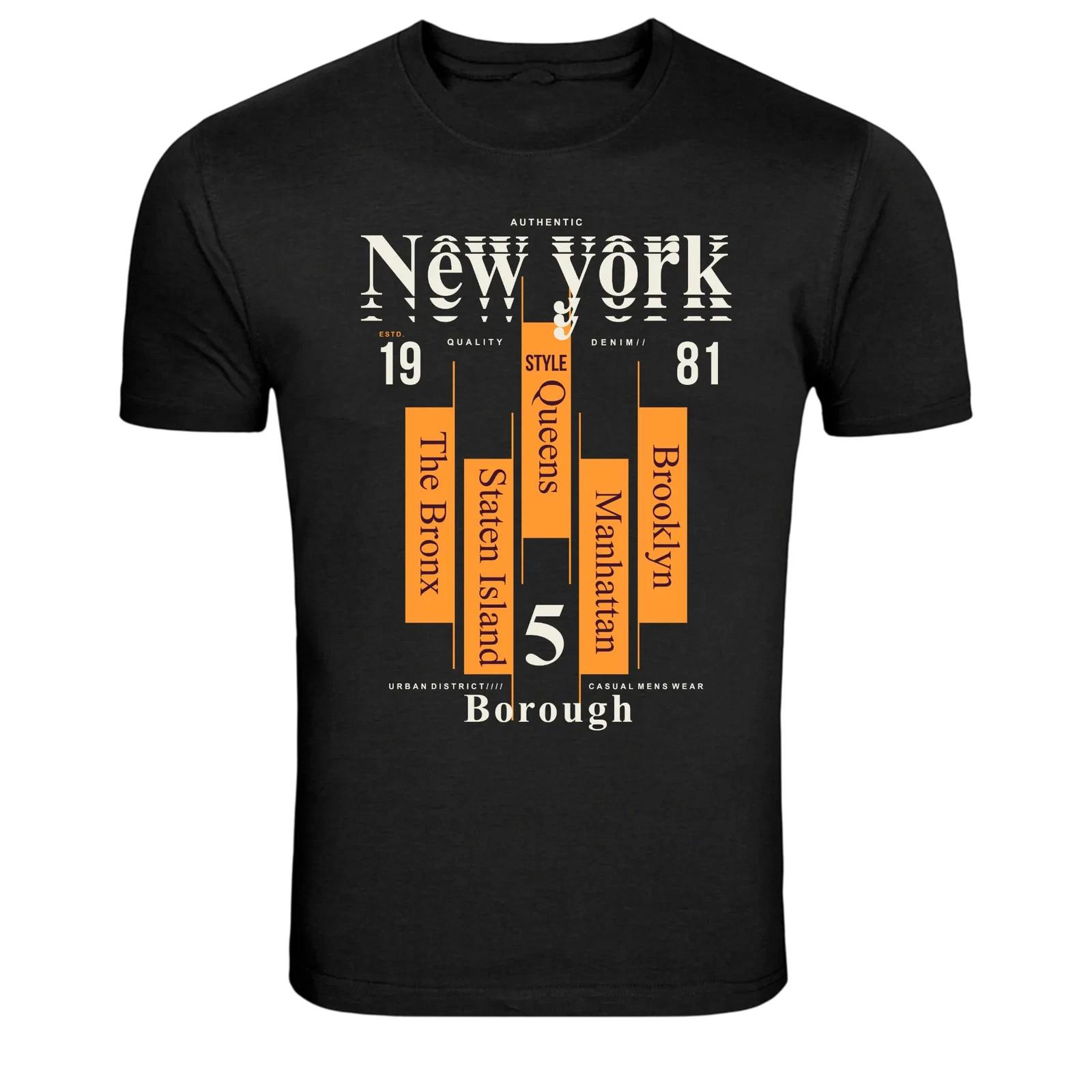 New York Borough Queens Brooklyn Manhattan Graphic T-Shirt L