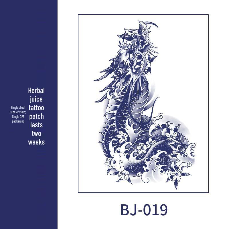 Men's Semi-Permanent Herbal Waterproof Tattoo Stickers - Long-Lasting, Non-Reflective Full Arm Cover